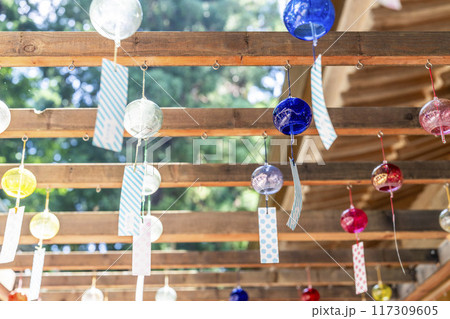 夏の熊野神社(熊野大社) 風鈴の飾り「かなで」 山形県南陽市 夏の熊野神社(熊野大社) 風鈴の飾り「かなで」 山形県南陽市 117309605