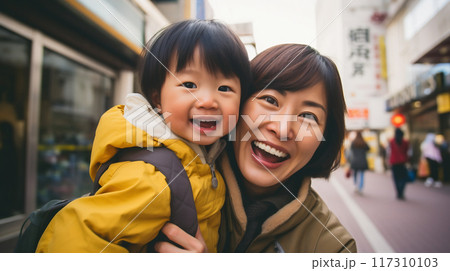 祖母と子供が仲良く記念撮影十Generative AI 祖母と子供が仲良く記念撮影十Generative AI 117310103