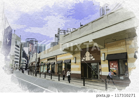 水彩画風 梅田 阪急かっぱ横丁 大阪府大阪市 水彩画風 梅田 阪急かっぱ横丁 大阪府大阪市 117310271