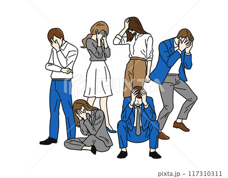 ショックなビジネスパーソン_不安な男女 ショックなビジネスパーソン_不安な男女 117310311