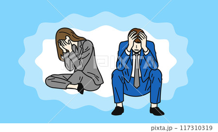 ショックなビジネスパーソン_不安な男女 117310319