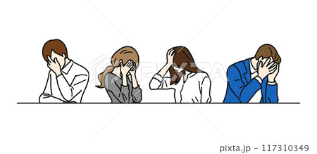 ショックなビジネスパーソン_不安な男女 ショックなビジネスパーソン_不安な男女 117310349