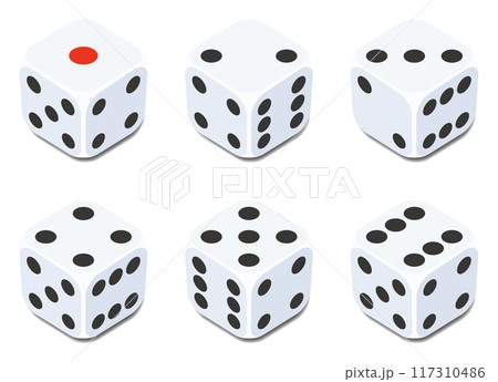 シンプルなサイコロのベクターイラストセット 117310486