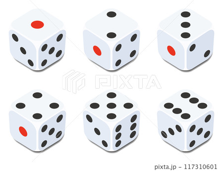 シンプルなサイコロのベクターイラストセット 117310601