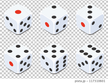 シンプルなサイコロのベクターイラストセット 117310601
