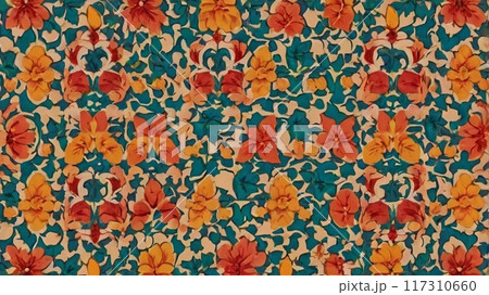 中世的な花模様の背景 117310660