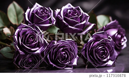 メタリックな紫の薔薇　複数 117310878