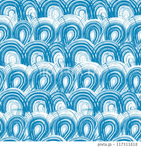 Beautiful abstract seamless pattern with monochrome ornament. Abstract hand drawn print design. Stock illustration. 117311818