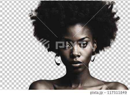 Black female model looking straight ahead Black female model looking straight ahead 117311849