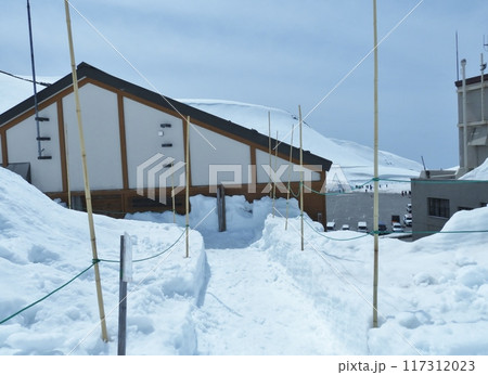立山黒部アルペンルートの道路が開通した直後の室堂平付近 117312023