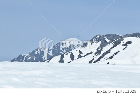 立山黒部アルペンルートの道路が開通した直後の室堂平付近 立山黒部アルペンルートの道路が開通した直後の室堂平付近 117312029