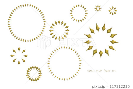 ゴシックっぽい円フレーム セット。菱形の円フレームセット。 ゴシックっぽい円フレーム セット。菱形の円フレームセット。 117312230