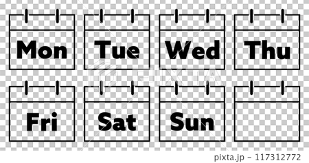 曜日カレンダーのアイコン 黒 117312772