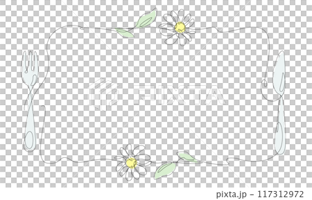 Single-stroke flower, fork and knife frame Single-stroke flower, fork and knife frame 117312972
