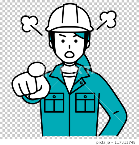 一名女工指著並生氣 一名女工指著並生氣 117313749