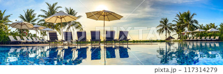 Beach view from pool resort in Da Nang, Vietnam Beach view from pool resort in Da Nang, Vietnam 117314279