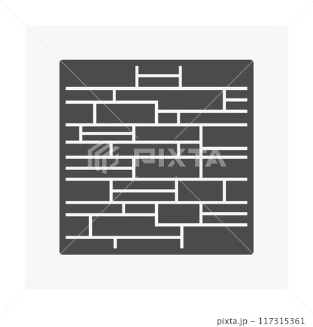 Stone or rock brick block wall vector icon design, material for architecture. Stone or rock brick block wall vector icon design, material for architecture. 117315361