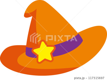 ハロウィンのオレンジ色の魔女の帽子 117315697