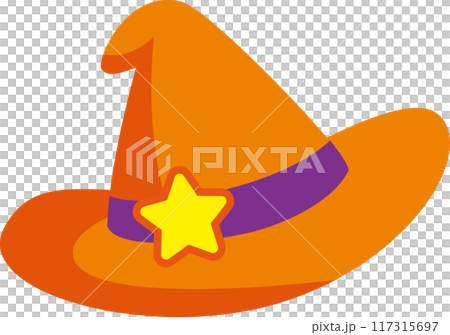 ハロウィンのオレンジ色の魔女の帽子 117315697