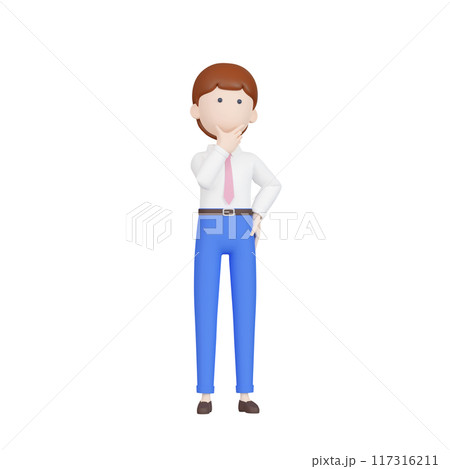 3DCG|考え事をしている日本の若いビジネスマン 3DCG|考え事をしている日本の若いビジネスマン 117316211