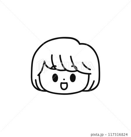 ボブカットの女の子・顔アイコン・線画 ボブカットの女の子・顔アイコン・線画 117316824