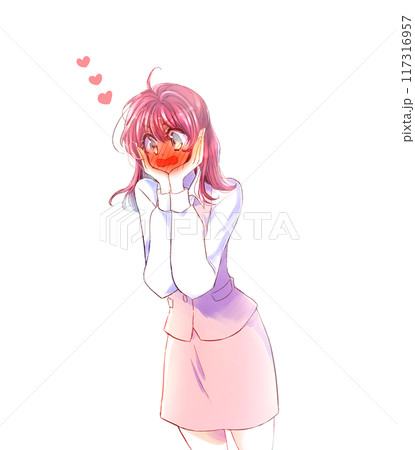 照れる女性会社員 117316957