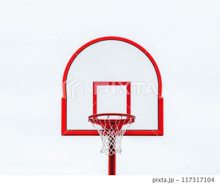 Basketball Hoop and Backboard on White Background. Generative ai 117317104