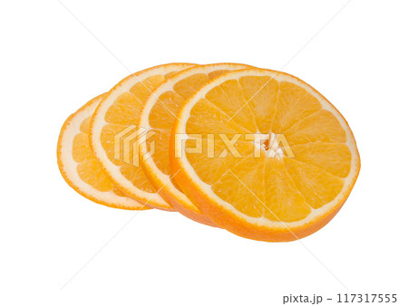 Fresh organic orange fruit slice isolated on the white. Tropical exotic food. 117317555