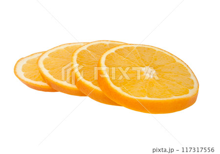 Fresh organic orange fruit slice isolated on the white. Tropical exotic food. 117317556