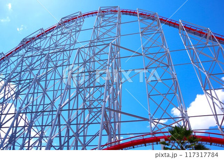 世界最長のジェットコースター「スチールドラゴン2000」の骨組み 世界最長のジェットコースター「スチールドラゴン2000」の骨組み 117317784