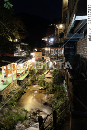Scenic Night View of Rustic Village ( MAE KAMPONG VILLAGE ) 117317830