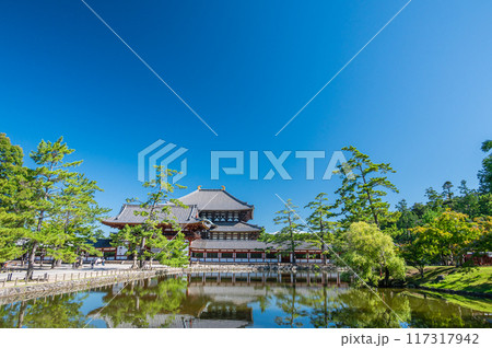 東大寺大仏殿と鏡池 117317942