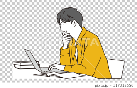 パソコンを見て考える男性 パソコンを見て考える男性 117318556