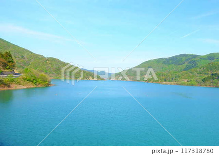 寒河江ダム　月山湖　大噴水　月山　西川町 117318780