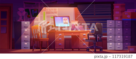 Detective office interior at night Detective office interior at night 117319187