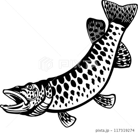 Pike - American Fishes - Logo Fish Vector, Fish Stencil 117319274