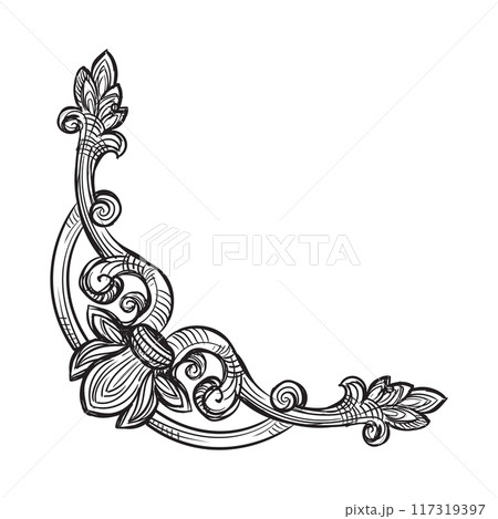 Hand drawing ornament baroque style vector corner element 117319397