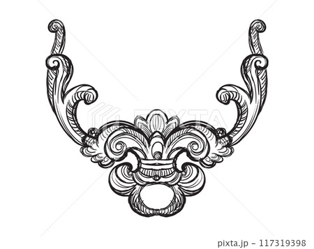 Hand drawing design element in baroque style vector 117319398
