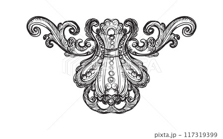 Engraving ornament baroque style vector isolated element 117319399