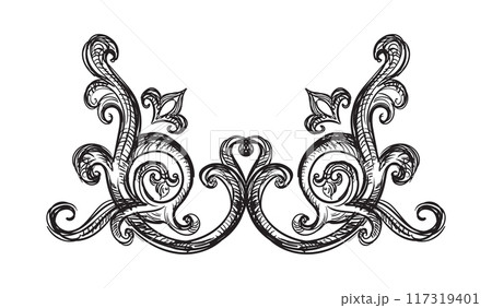 Engraving ornament baroque style vector element 117319401