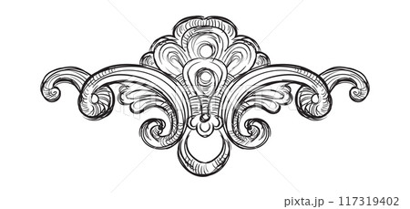 Hand drawing ornament baroque style vector illustration 117319402