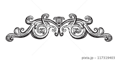 Hand drawing ornament baroque style vector isolated illustration 117319403