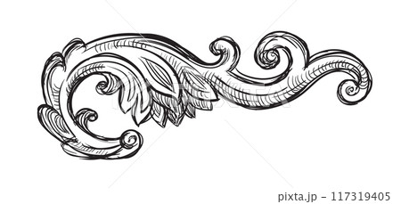 Hand drawing ornament baroque style vector element 117319405