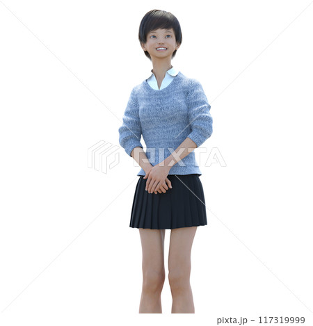 遠くを見つめる若い女性 3DCG 遠くを見つめる若い女性 3DCG 117319999