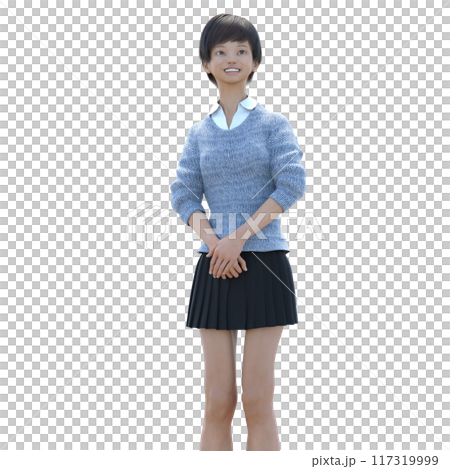遠くを見つめる若い女性 3DCG 遠くを見つめる若い女性 3DCG 117319999