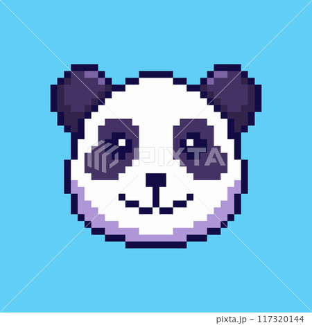 Pixel art cute panda head game asset design 117320144