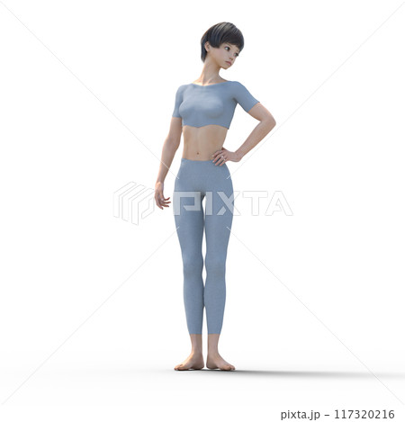 3DCG 　エクササイズする若い女性　フィットネスイメージ 117320216