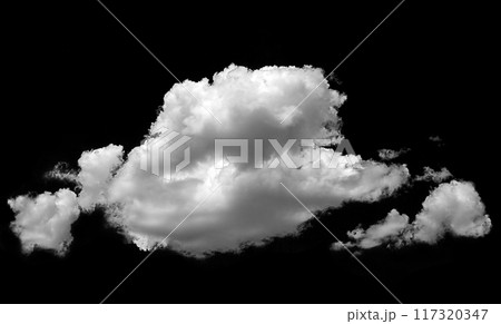 Beautiful big long natural cumulus atmospheric white cloud with little steam on black isolated background. Brush. Design element. Climate Beautiful big long natural cumulus atmospheric white cloud with little steam on black isolated background. Brush. Design element. Climate 117320347