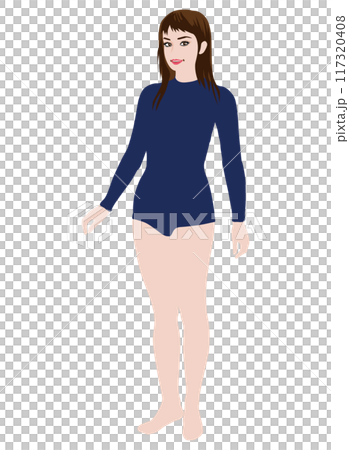 普通模特兒般的女性服裝插畫/運動02 117320408