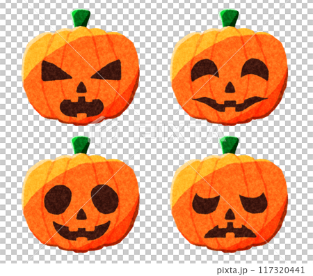 【shiさん】ハロウィンカボチャ ハロウィンのカボチャのセットのイラスト素材 [117320441] - PIXTA
